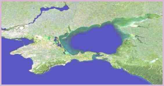 Полуостров Крым и Азовское море. Вид из космоса